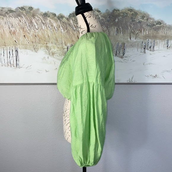 NWOT💚 Lulu's Total Bliss Lime Green Balloon Sleeve Crop Top Size XS - Picture 9 of 16